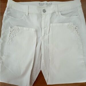 White House Black Market Cropped Lace Jeans size 14